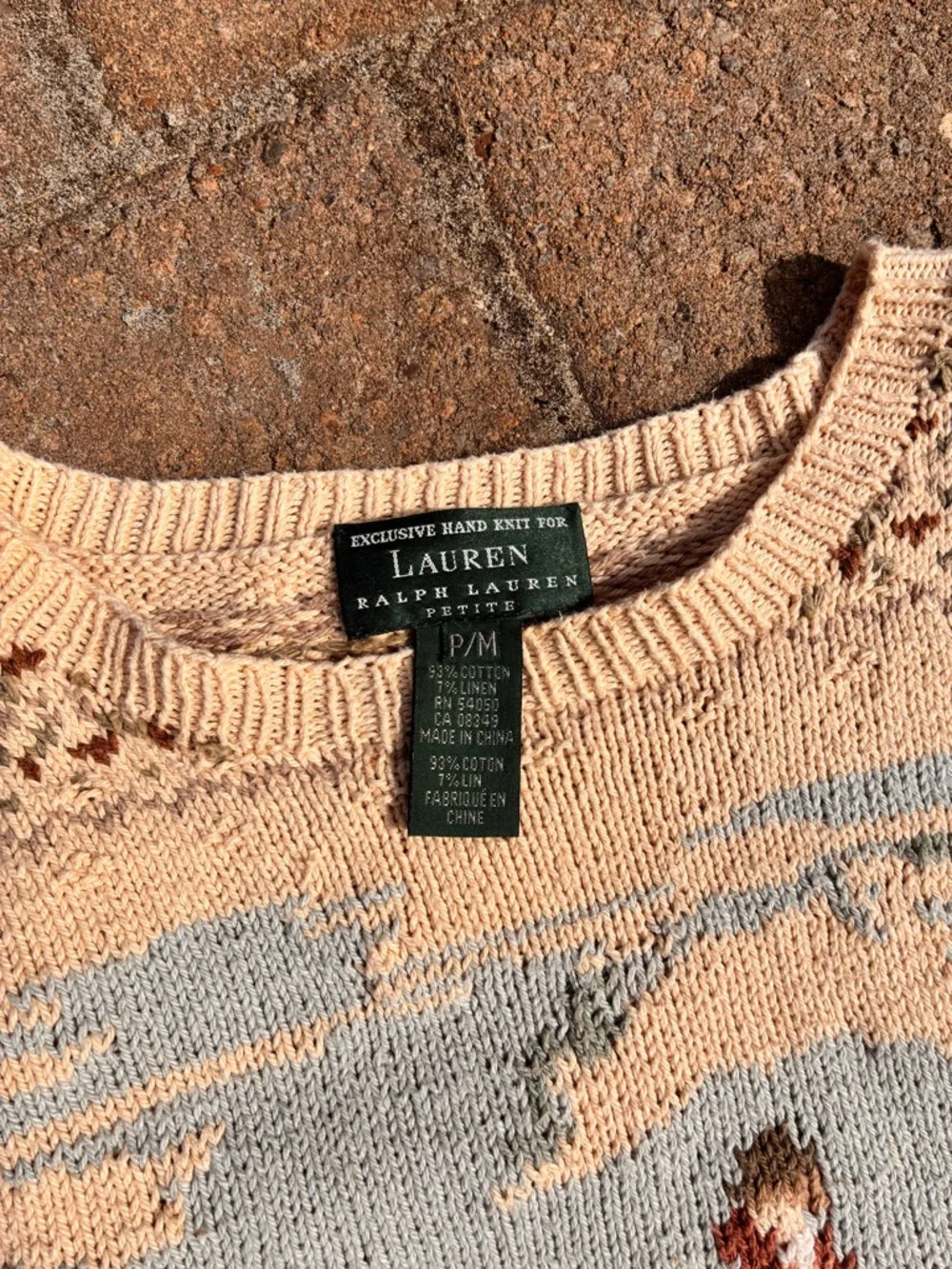 Vintage Ralph Lauren Beige Crewneck Sweater with Equestrian Scene - Picture 2 of 4